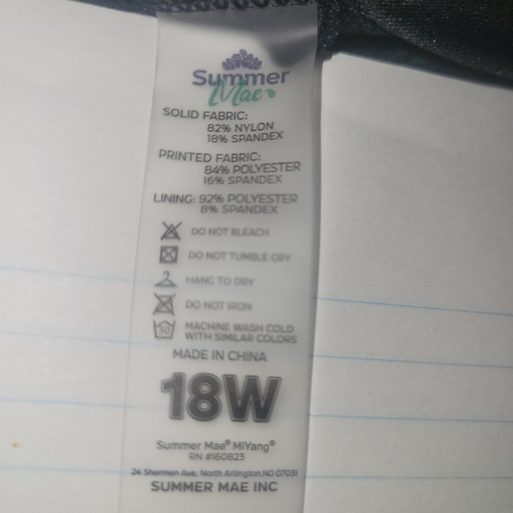 Summer Mae's Black Halter and Floral Mesh Swim Dress 18W - Picture 6 of 6